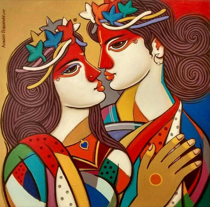 Figurative acrylic painting titled 'King And Queen 11', 24x24 inches, by artist Avinash Deshmukh on Canvas