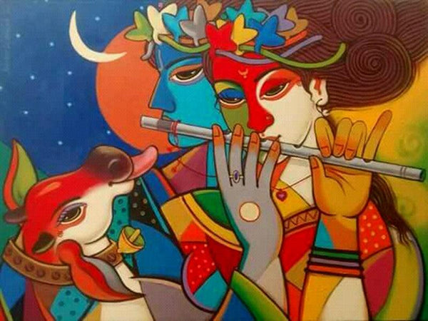 Figurative acrylic painting titled 'King And Queen 13', 24x30 inches, by artist Avinash Deshmukh on Canvas