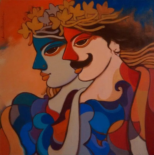 Figurative acrylic painting titled 'King And Queen 9', 24x24 inches, by artist Avinash Deshmukh on Canvas