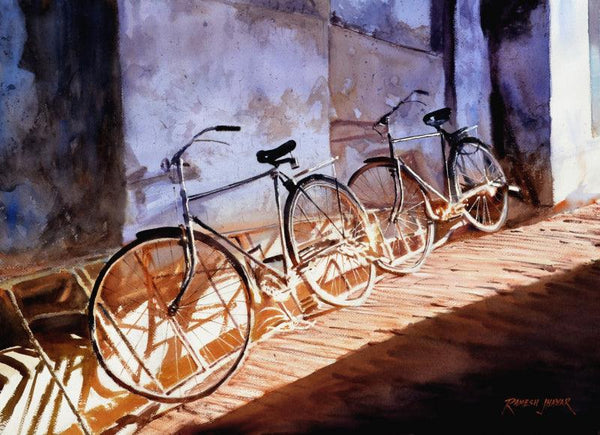 Transportation watercolor painting titled 'Kissed By The Sun', 21x29 inches, by artist Ramesh Jhawar on Paper