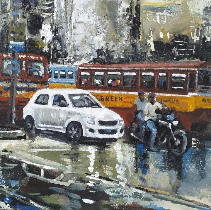 Cityscape watercolor painting titled 'Kolkata 14', 12x12 inches, by artist Raju Sarkar on Paper