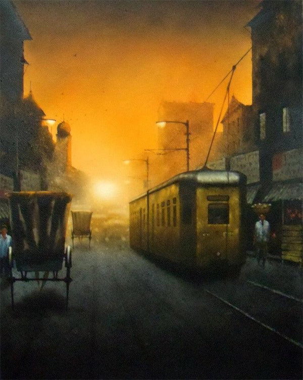 Cityscape watercolor painting titled 'Kolkata 6 Size 22x27 Water Colour On', 27x22 inches, by artist Sudipta Karmakar on Paper