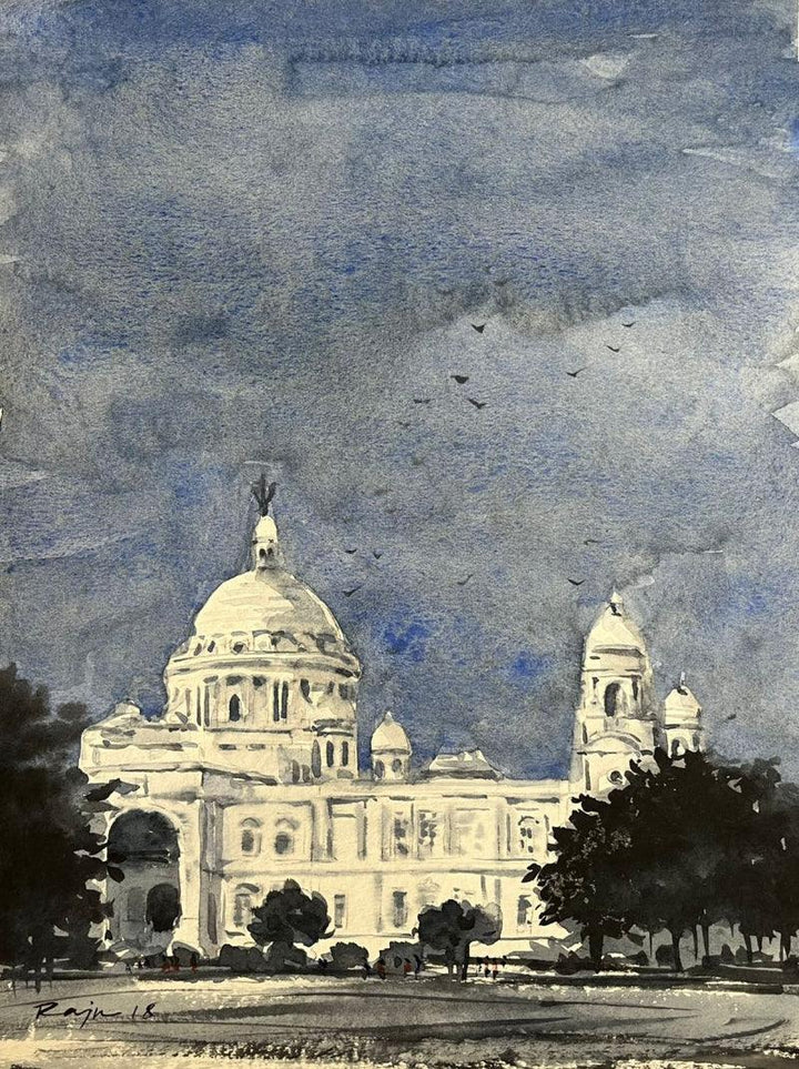 Cityscape watercolor painting titled 'Kolkata Series 13', 16x12 inches, by artist Raju Sarkar on Paper