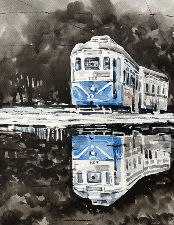 Cityscape watercolor painting titled 'Kolkata Series 14', 16x12 inches, by artist Raju Sarkar on Paper