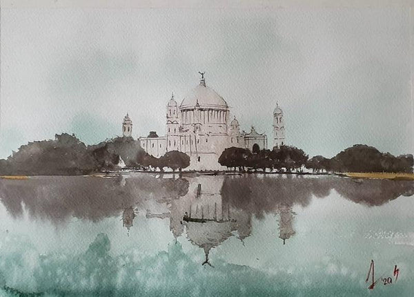 Cityscape watercolor painting titled 'Kolkata Series 27', 11x14 inches, by artist Arunava Ray on Paper
