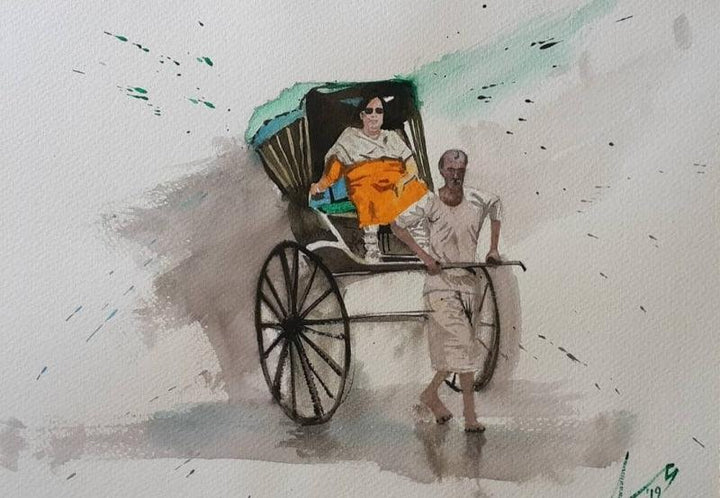 Cityscape watercolor painting titled 'Kolkata Series 30', 11x14 inches, by artist Arunava Ray on Paper