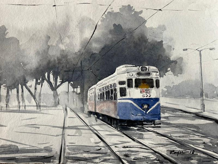 Cityscape watercolor painting titled 'Kolkata Series 8', 12x16 inches, by artist Raju Sarkar on Paper