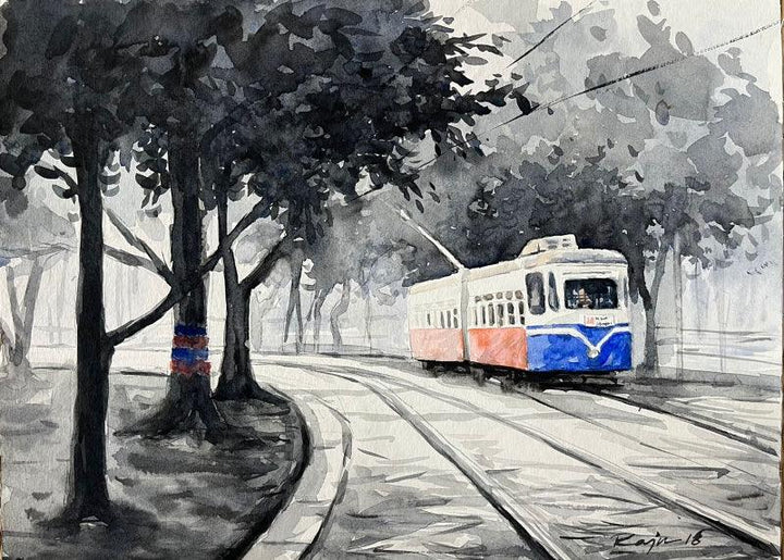 Cityscape watercolor painting titled 'Kolkata Series 9', 12x16 inches, by artist Raju Sarkar on Paper