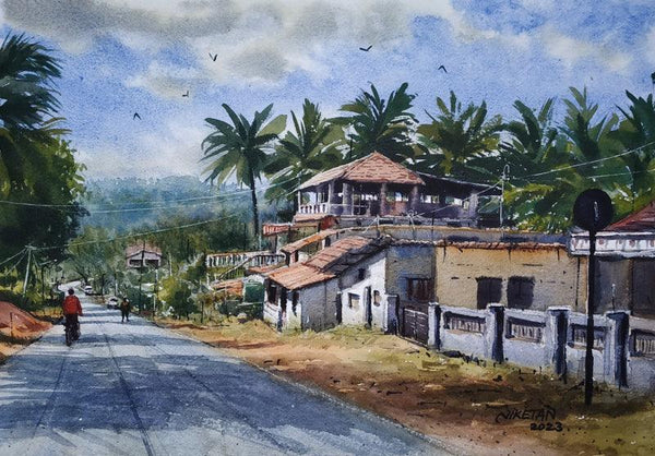 Landscape watercolor painting titled 'Konkan Series 2', 12x8 inches, by artist Niketan Bhalerao on Paper