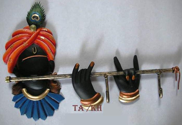 Lifestyle craft titled 'Krishna Key Hanger', 7x10 inches, by artist Nitesh on Wrought Iron