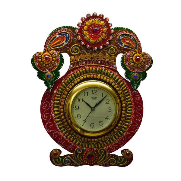 Lifestyle craft titled 'Kundan Studded Wall Clock Kalash', 18x15x2 inches, by artist E Craft on Paper