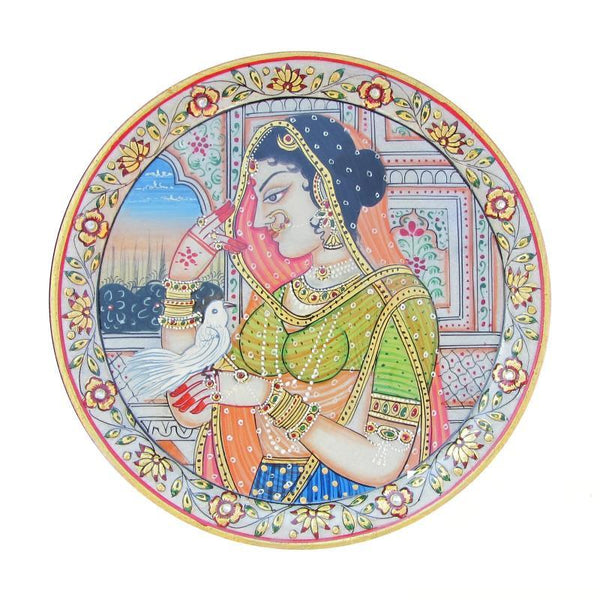 Lifestyle craft titled 'Lady With Bird', 9x9x5 inches, by artist Ecraft India on Marble