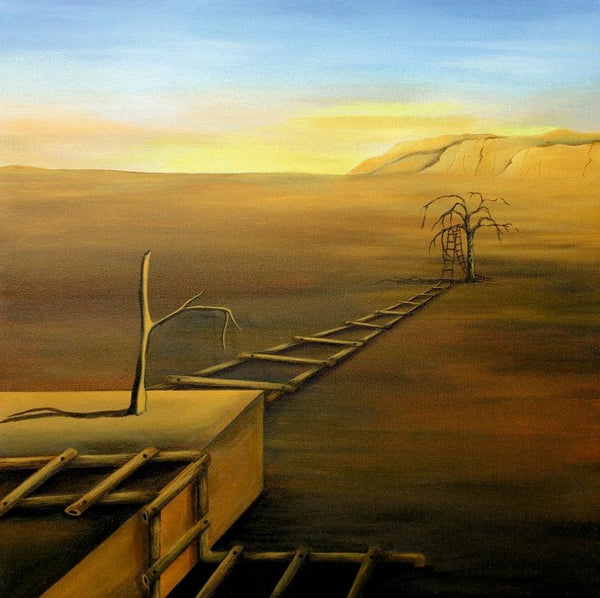 Landscape acrylic painting titled 'Lakshya 1', 24x24 inches, by artist Vanchha Dixit on Canvas