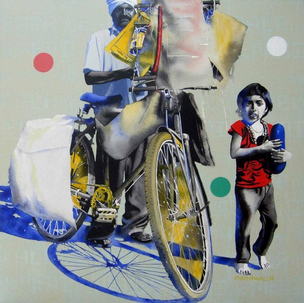 contemporary acrylic painting titled 'Lamkakadiwala', 48x48 inches, by artist Manohar Rathod on Canvas