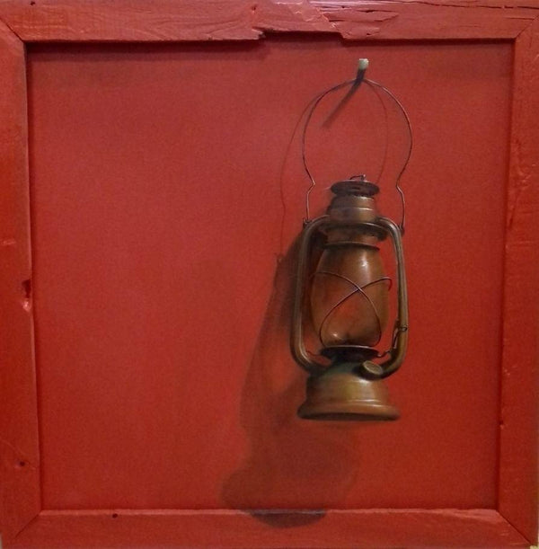 Still-life acrylic painting titled 'Lamp', 40x40 inches, by artist Gopal Pardeshi on Canvas