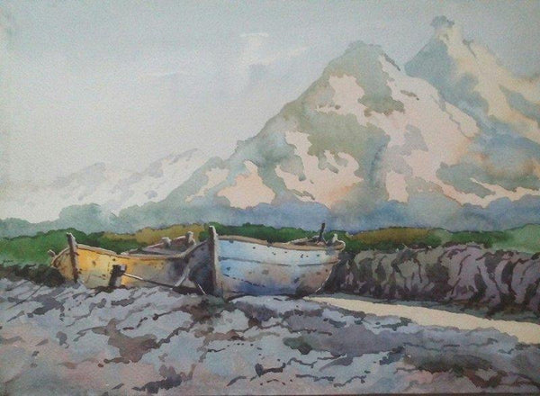 Nature watercolor painting titled 'Landscape 16', 11x14 inches, by artist Surendra Jagtap on Paper