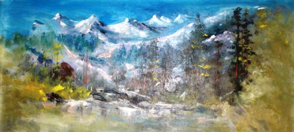 Landscape acrylic painting titled 'Landscape', 42x19 inches, by artist AYAAN GROUP on Canvas