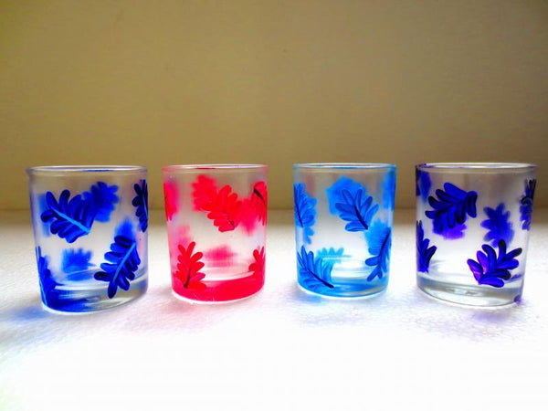 Lifestyle craft titled 'Leafy Glasses', 3x2x3 inches, by artist Rithika Kumar on Glass