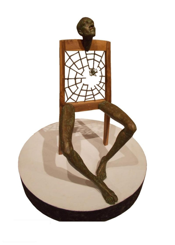 contemporary sculpture titled 'Leisure Time 1', 36x24x20 inches, by artist Rakesh Sadhak on Wood, Fibre, Iron