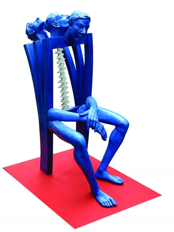 contemporary sculpture titled 'Leisure Time 3', 44x31x20 inches, by artist Rakesh Sadhak on Wood, Fibre, Iron