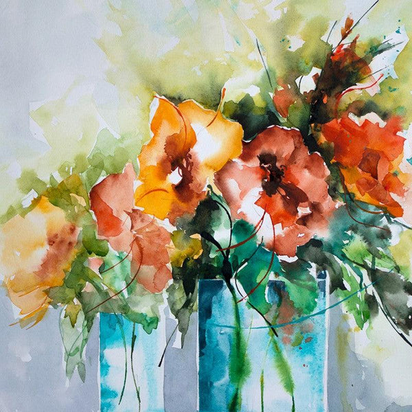 Still-life watercolor painting titled 'Les Indes galantes', 12x12 inches, by artist Veronique Piaser-moyen on Paper