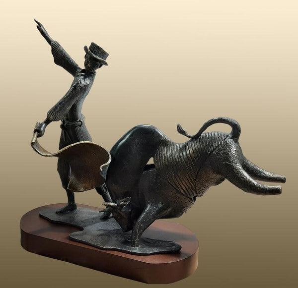 Figurative sculpture titled 'Life Bet Back', 22x18x9 inches, by artist Subrata Paul on Bronze