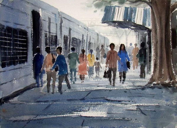 Figurative watercolor painting titled 'Life Journey', 11x15 inches, by artist Jiaur Rahman on Paper