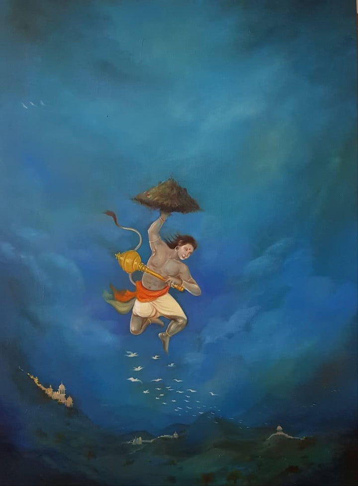 Religious oil painting titled 'Lifeline ', 36x48 inches, by artist Durshit Bhaskar on canvas