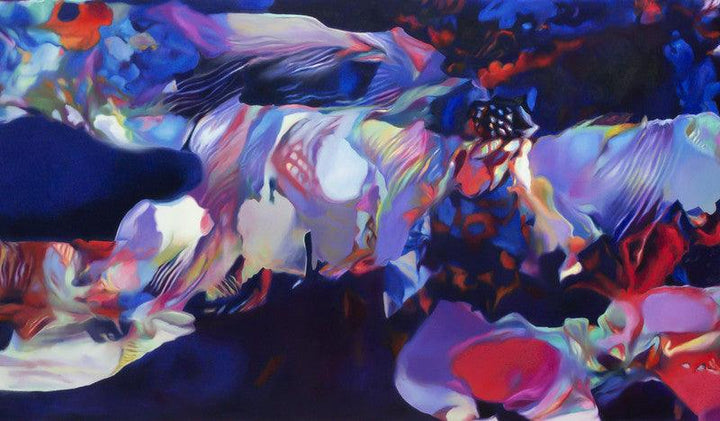 Abstract oil painting titled 'Light Of Nature', 34x60 inches, by artist Sumitava Maity on Canvas