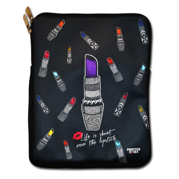 Lifestyle craft titled 'Lipstick iPad Sleeve', 8x11 inches, by artist Sejal M on Neoprene