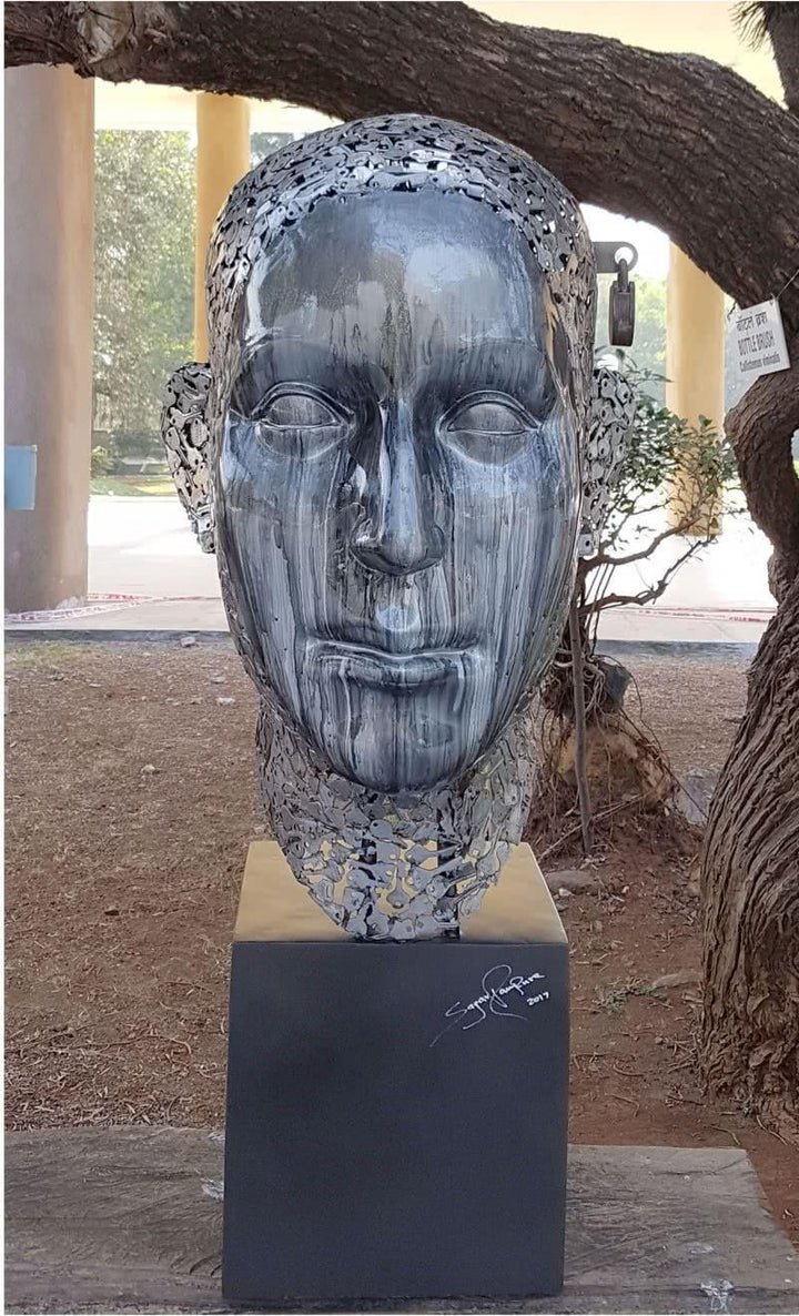 Figurative sculpture titled 'Lock And Key', 44x20x18 inches, by artist Sagar Rampure on Fiberglass