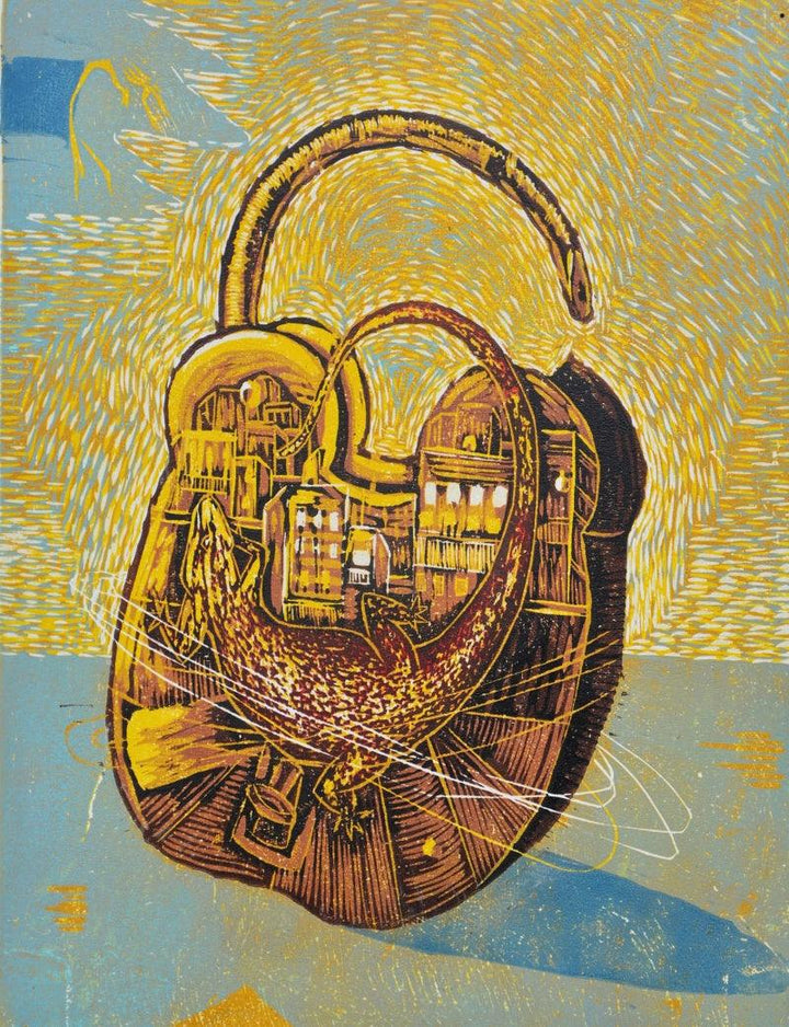 contemporary printmaking titled 'Lock To Unlock', 10x8 inches, by artist Anupama Dey on Paper