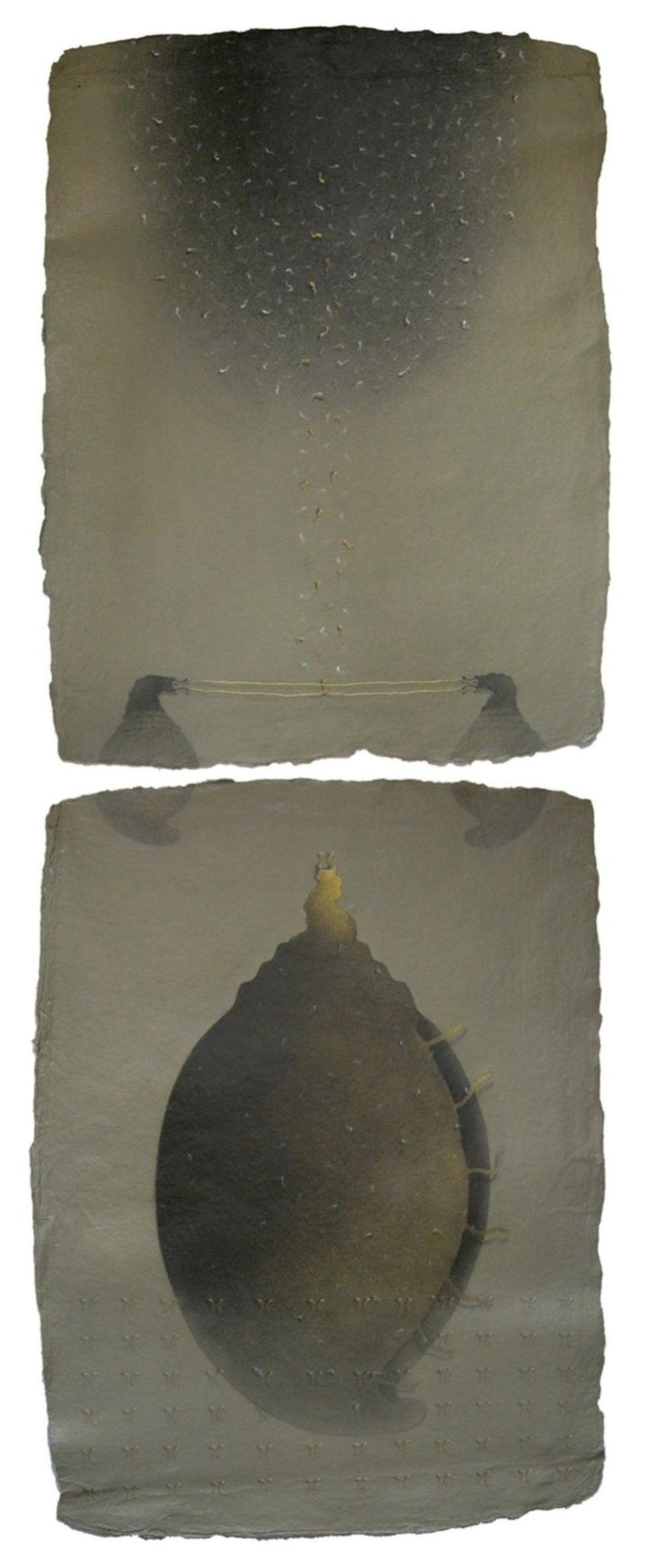 Animals mixed media painting titled 'Long but close', 27x71 inches, by artist Mukesh Hattarge on Paper