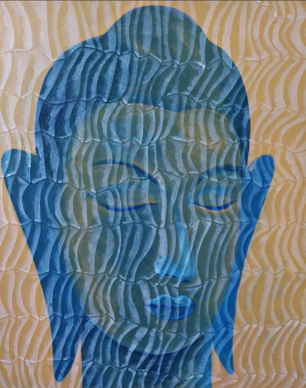 Religious acrylic painting titled 'Lord Buddha 2', 60x48 inches, by artist Rahul Vajale on Canvas