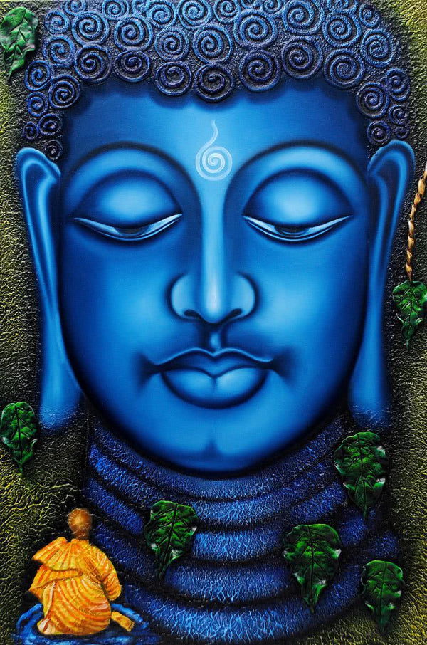 Figurative oil painting titled 'Lord buddha 4 painting', 36x24 inches, by artist Ramesh on Canvas Board