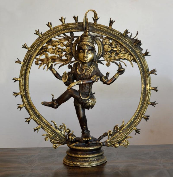 Figurative sculpture titled 'Lord Shiva Natraz', 22x23x6 inches, by artist Kushal Bhansali on Brass
