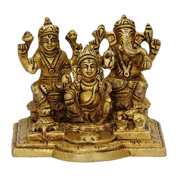 Religious handicraft titled 'Lord Shiva Parivar', 3x4x3 inches, by artist Brass Handicrafts on Brass