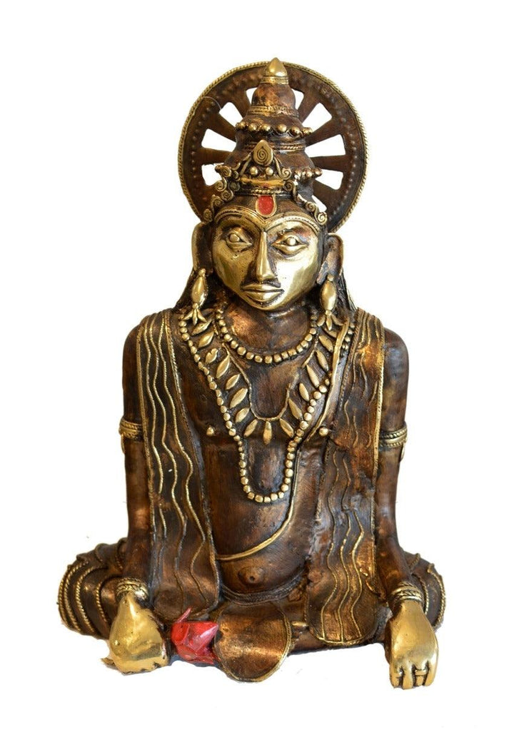 Religious sculpture titled 'Lord Vishnu', 18x13x6 inches, by artist Kushal Bhansali on Brass