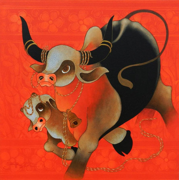 Animals acrylic painting titled 'Love And Affection 1', 24x24 inches, by artist H R Das on Canvas