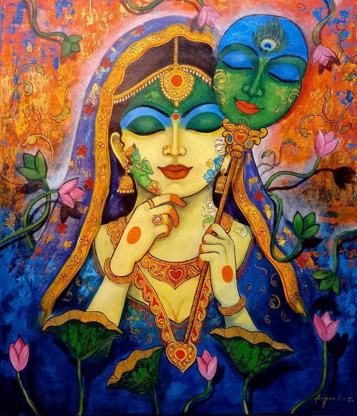 contemporary acrylic painting titled 'Love Saga 5', 42x36 inches, by artist Arjun Das on Canvas