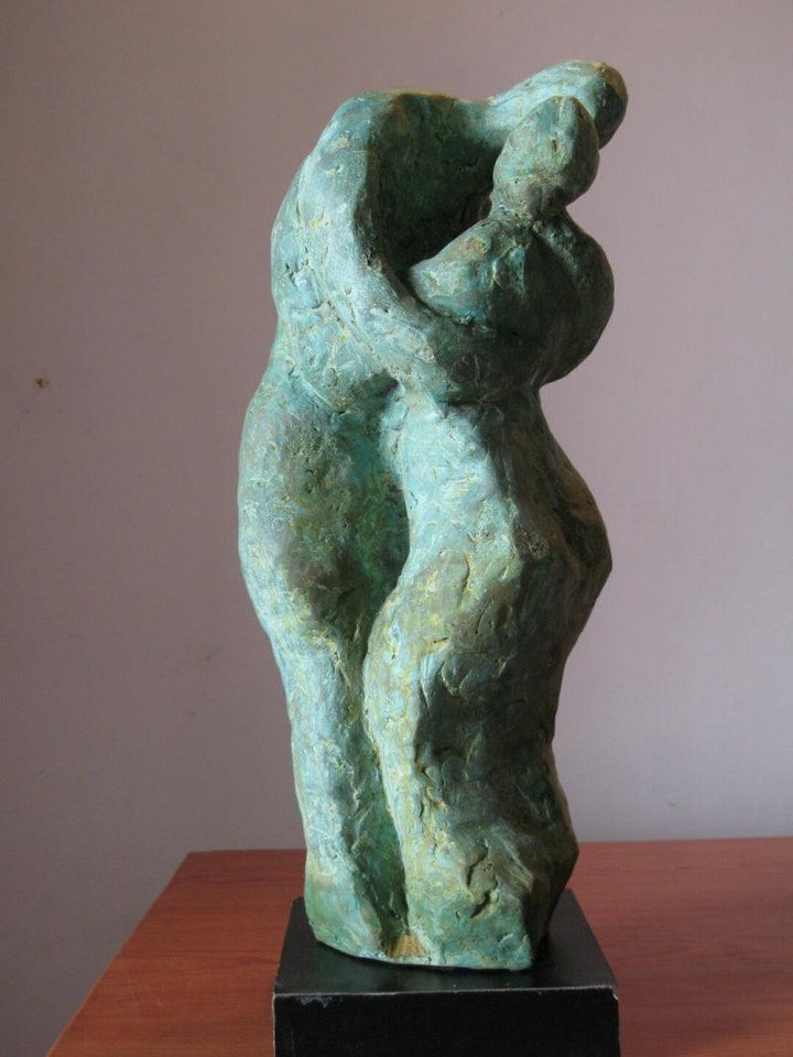 Figurative sculpture titled 'Lovers 1', 17x7x8 inches, by artist Shankar Ghosh on Bronze