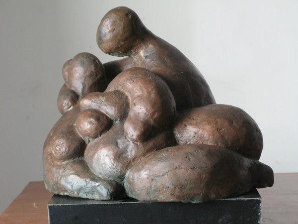 Figurative sculpture titled 'Lovers 3', 9x12x10 inches, by artist Shankar Ghosh on Bronze