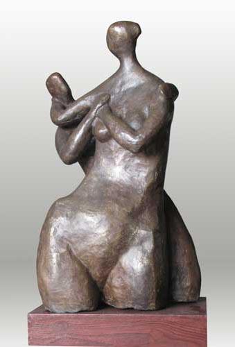 Figurative sculpture titled 'Lovers 4', 19x12x9 inches, by artist Shankar Ghosh on Bronze