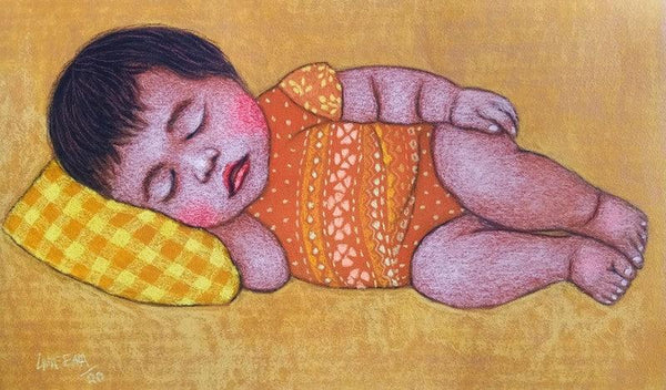 contemporary dry pastel painting titled 'Lullaby 22', 13x19 inches, by artist Meena Laishram on Paper