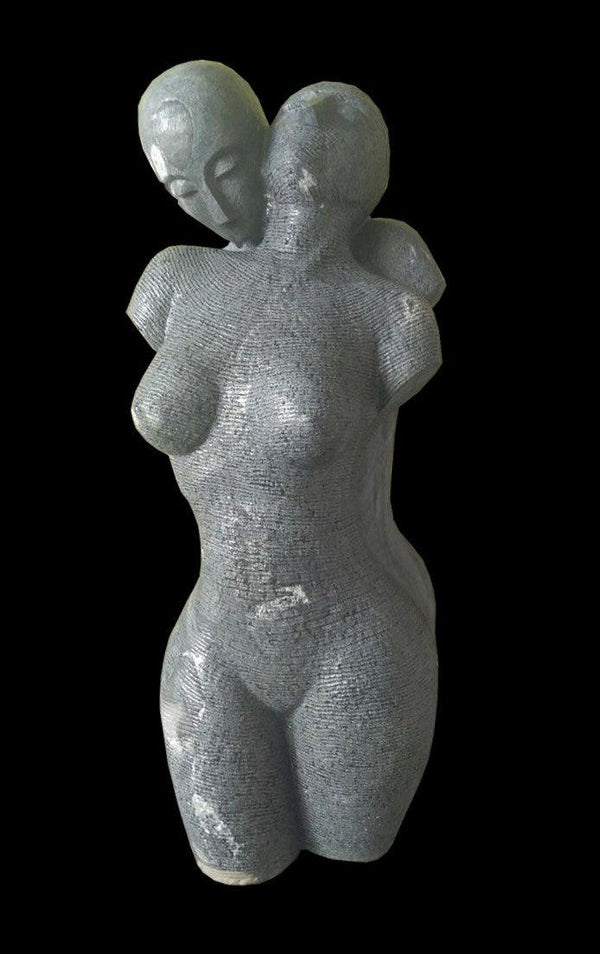 Figurative sculpture titled 'Lyarical Inscription 1', 36x16x15 inches, by artist Ashwin Kadam on Black Marble