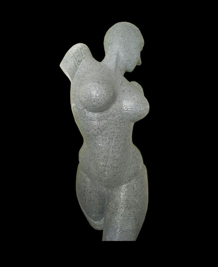 Figurative sculpture titled 'Lyarical Inscription 2', 36x16x15 inches, by artist Ashwin Kadam on Black Marble