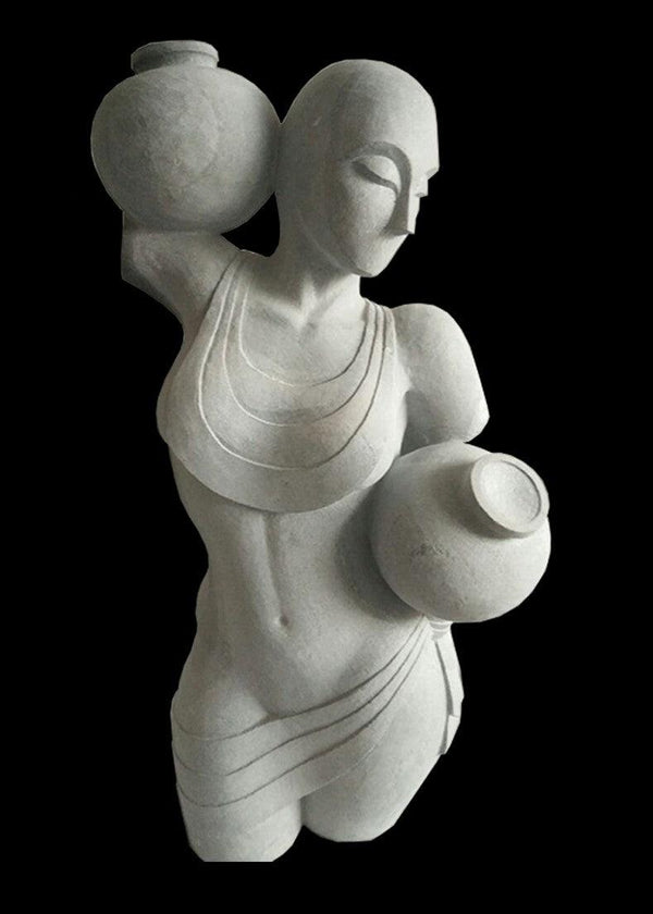 Figurative sculpture titled 'Lyarical Inscription 5', 36x16x15 inches, by artist Ashwin Kadam on Black Marble