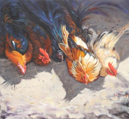 Animals oil painting titled 'M Dearly Loved', 26x24 inches, by artist Vivek Vadkar on Canvas