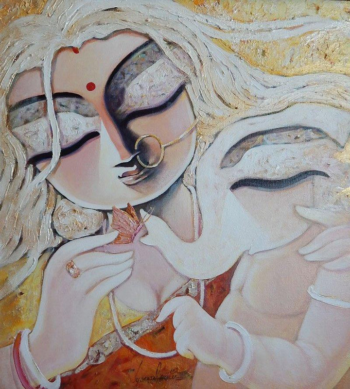 Figurative acrylic painting titled 'Maaacrylic On Canvas 18x20 Inch2015rs 45', 18x20 inches, by artist Subrata Ghosh on Canvas