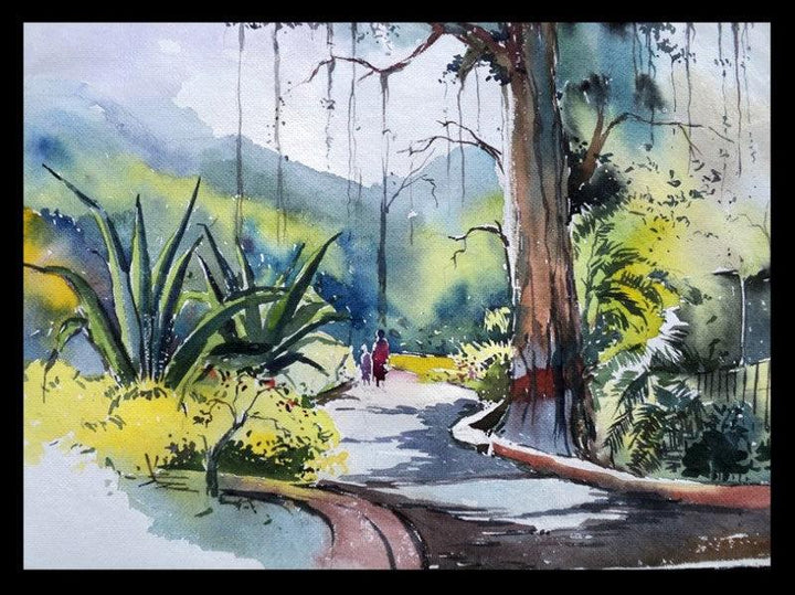 Landscape watercolor painting titled 'Maharajbagh', 11x14 inches, by artist Ghanshyam Dongarwar on paper